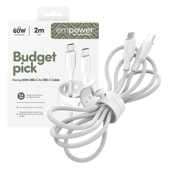 Kábel USB-C, 60 W, Racing, 2 m, Striebornobiela, empower