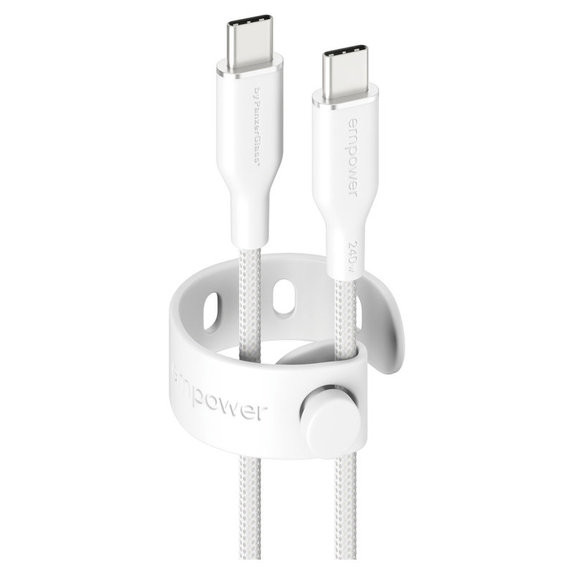 Kábel USB-C, 240 W, Racing, 1,2 m, striebornobiela, empower
