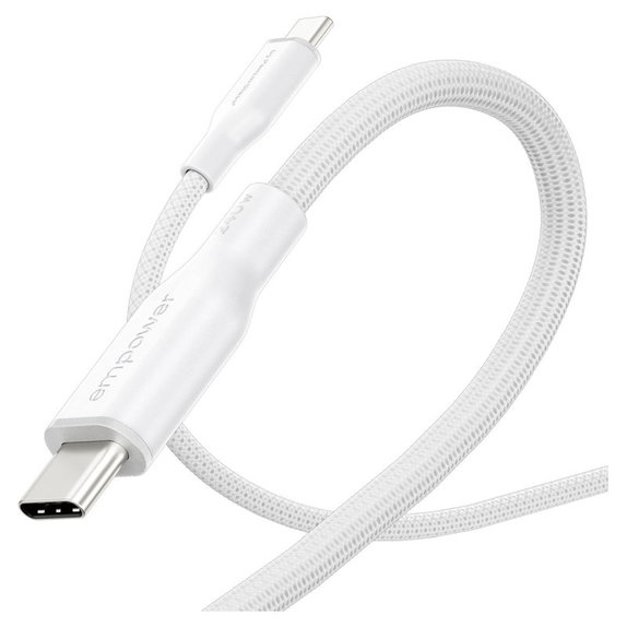 Kábel USB-C, 240 W, Racing, 1,2 m, striebornobiela, empower
