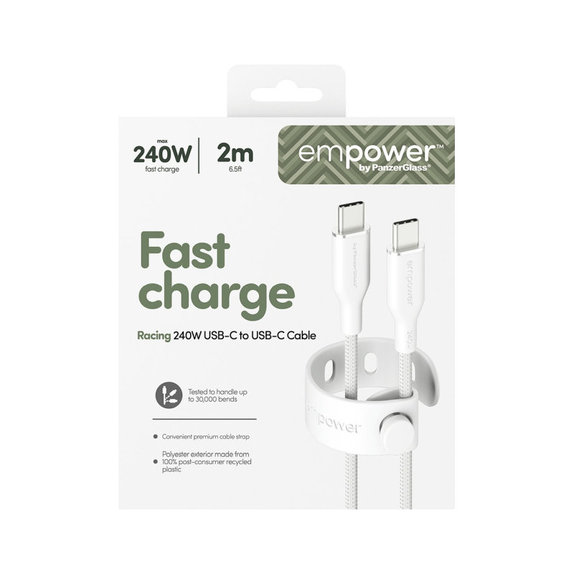 Kábel USB-C, 240 W, Racing, 2 m, Striebornobiela, empower