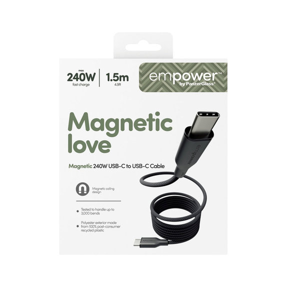 Kábel USB-C, 240 W, Magnetic, 1,5 m, Vesmírna čierna, empower