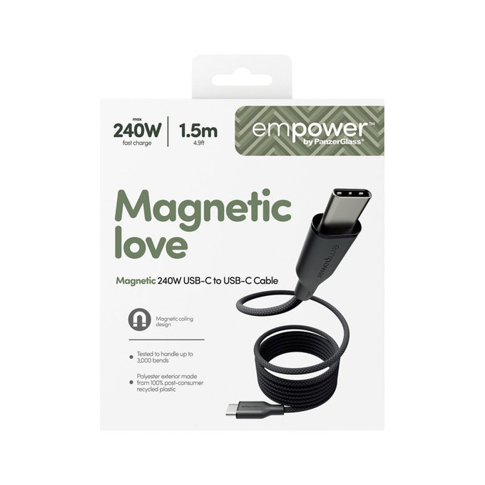 Kábel USB-C, 240 W, Magnetic, 1,5 m, Vesmírna čierna, empower