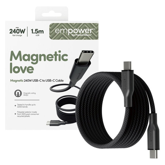 Kábel USB-C, 240 W, Magnetic, 1,5 m, Vesmírna čierna, empower
