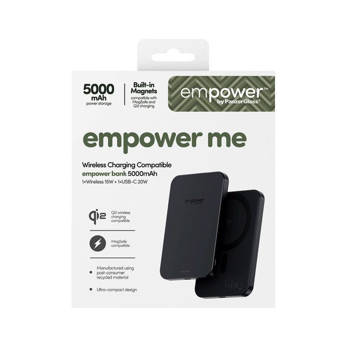 Bezdrôtová PowerBank 5000 mAh 20 W, kompatibilná s MagSafe, Qi2/USB-C, Vesmírna čierna, empower