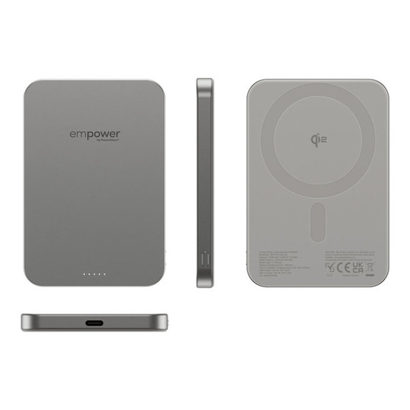 Bezdrôtová PowerBank 5000 mAh 20 W, kompatibilná s MagSafe, Qi2/USB-C, Titán, empower