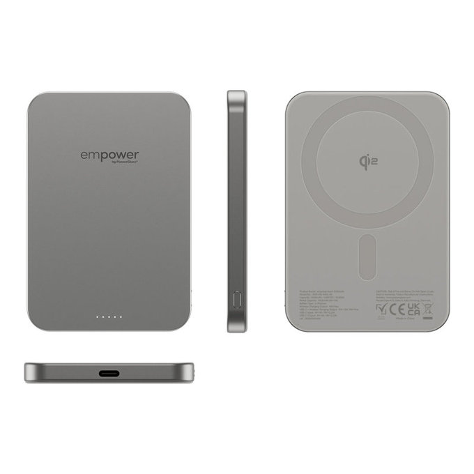 Bezdrôtová PowerBank 5000 mAh 20 W, kompatibilná s MagSafe, Qi2/USB-C, Titán, empower