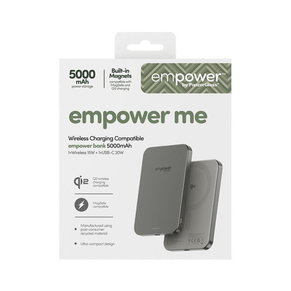 Bezdrôtová PowerBank 5000 mAh 20 W, kompatibilná s MagSafe, Qi2/USB-C, Titán, empower