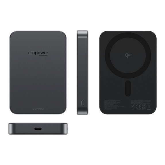 Bezdrôtová PowerBank 10000 mAh 20 W, kompatibilná s MagSafe, Qi2/USB-C, Vesmírna čierna, empower