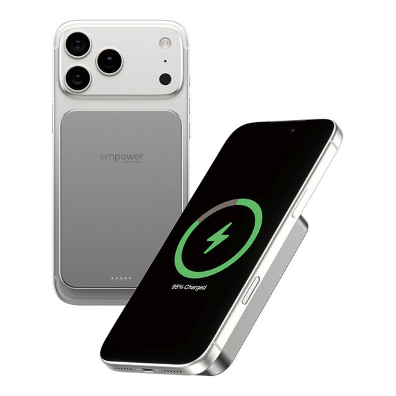 Bezdrôtová PowerBank 10000 mAh 20 W, kompatibilná s MagSafe, Qi2/USB-C, Titán, empower