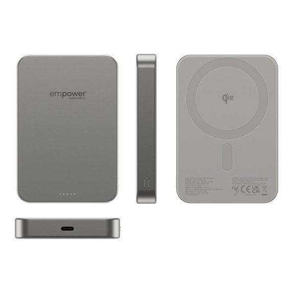 Bezdrôtová PowerBank 10000 mAh 20 W, kompatibilná s MagSafe, Qi2/USB-C, Titán, empower