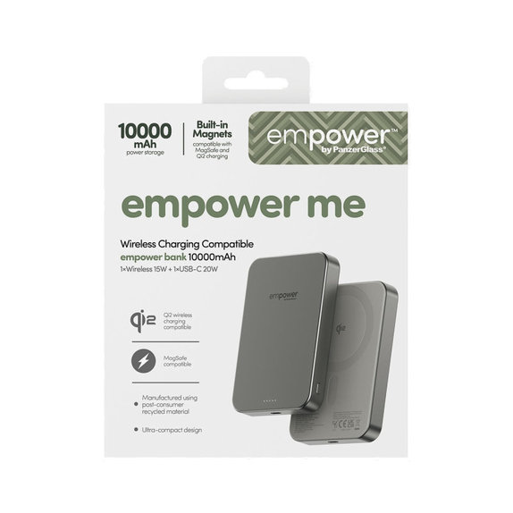 Bezdrôtová PowerBank 10000 mAh 20 W, kompatibilná s MagSafe, Qi2/USB-C, Titán, empower