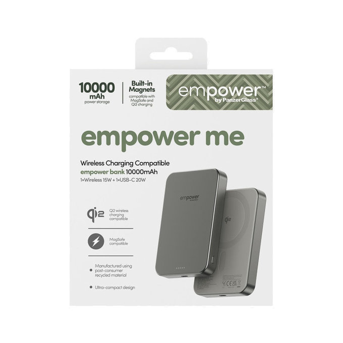 Bezdrôtová PowerBank 10000 mAh 20 W, kompatibilná s MagSafe, Qi2/USB-C, Titán, empower