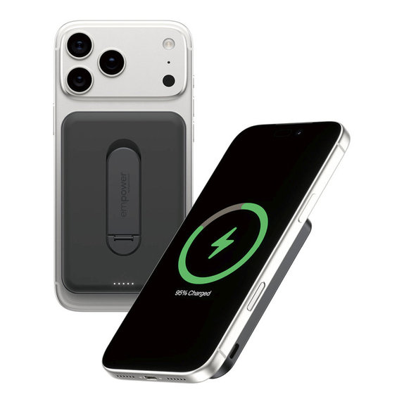 Bezdrôtová PowerBank 5000 mAh, s otočným stojanom 20 W, kompatibilná s MagSafe, Qi2/USB-C, Vesmírna čierna, empower
