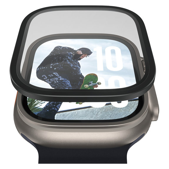 Tvrdené sklo UWF METALLIC pre Apple Watch Ultra 49 mm, Čierna, PanzerGlass