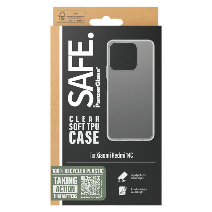 Puzdro TPU pre Xiaomi Redmi 14C, Transparentná, SAFE by PanzerGlass