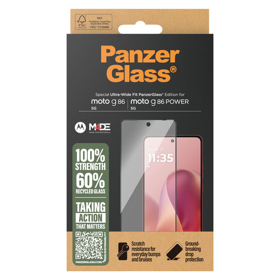Tvrdené sklo UWF pre Motorola Moto G86 Power, Čierna, PanzerGlass
