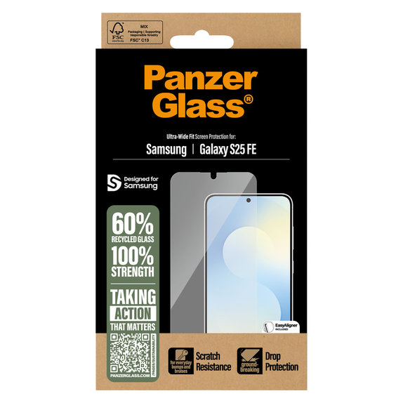 Tvrdené sklo UWF s aplikátorom pre Samsung Galaxy S25 FE, Číra, PanzerGlass