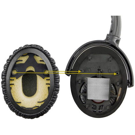Náhradné Náušníky pre Bose QuietComfort 3, OE/ON-EAR a OE1, Pamäťová pena + PU Koža, Čierne, 1 pár