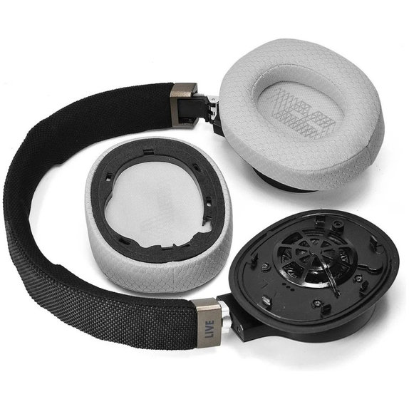 Náhradné Náušníky pre JBL Live 650BTNC, 660NC, E65BTNC, Duet NC, Pamäťová pena + Textil, Šedé, 1 pár