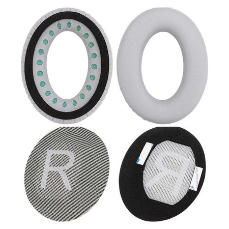 Náhradné Náušníky pre Bose QuietComfort 35, Pamäťová pena + PU Koža, Šedé, 1 pár