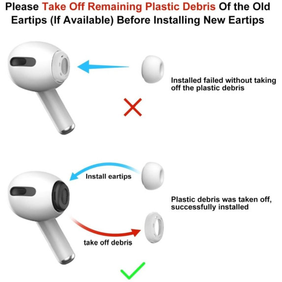 Náhradné silikonové štuple pre Apple AirPods 3 Pro, Set 3ks (L, M, S),  Biele