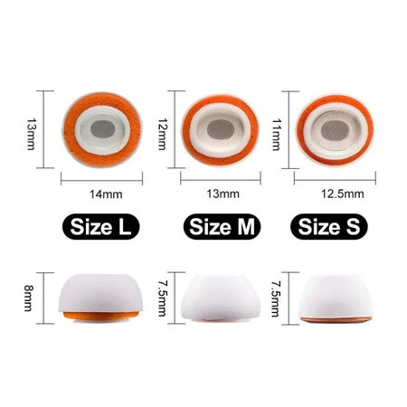 Náhradné silikonové štuple pre Apple AirPods 3 Pro, Set 3ks (L, M, S),  Biele