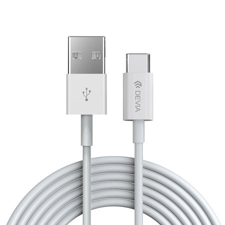 USB / USB-C kábel Smart, 2.1A, 2m, biela, Devia