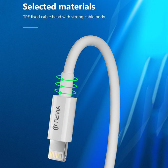 Lightning / USB-C kábel Smart, PD 27W, 2m, biela, Devia