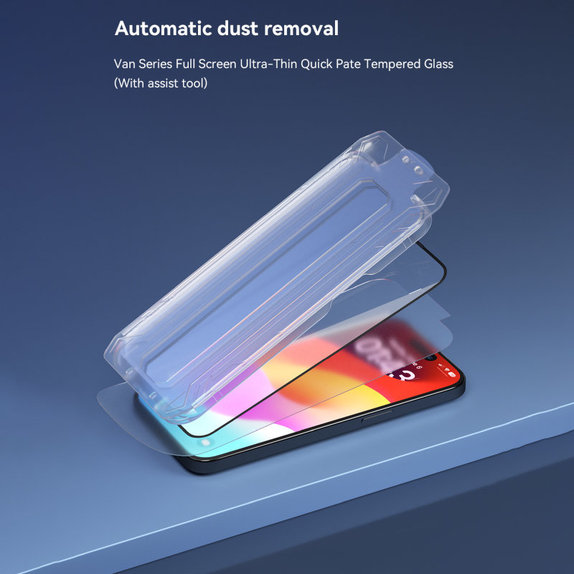 Tvrdené sklo FullCover s aplikátorom pre iPhone 15, Devia