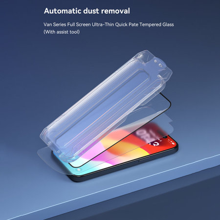 Tvrdené sklo FullCover s aplikátorom pre iPhone 15 Pro, Devia