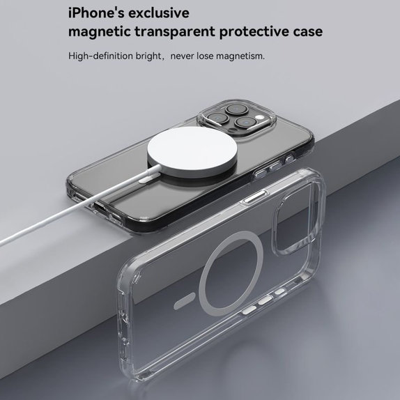 Puzdro Elemental s MagSafe pre iPhone 15, transparentná, Devia