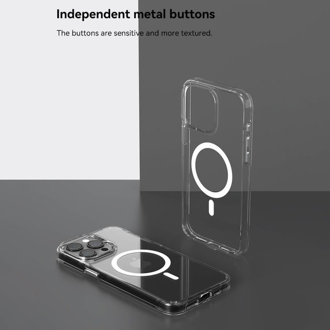 Puzdro Elemental s MagSafe pre iPhone 15 Pro Max, transparentná, Devia