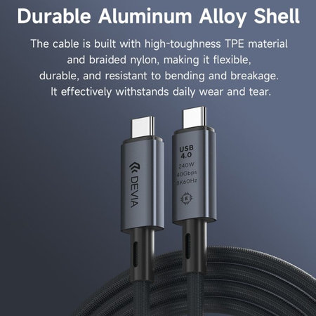 USB-C / USB-C kábel Extreme Speed, 240W, 8K 60Hz, 1m, čierna, Devia