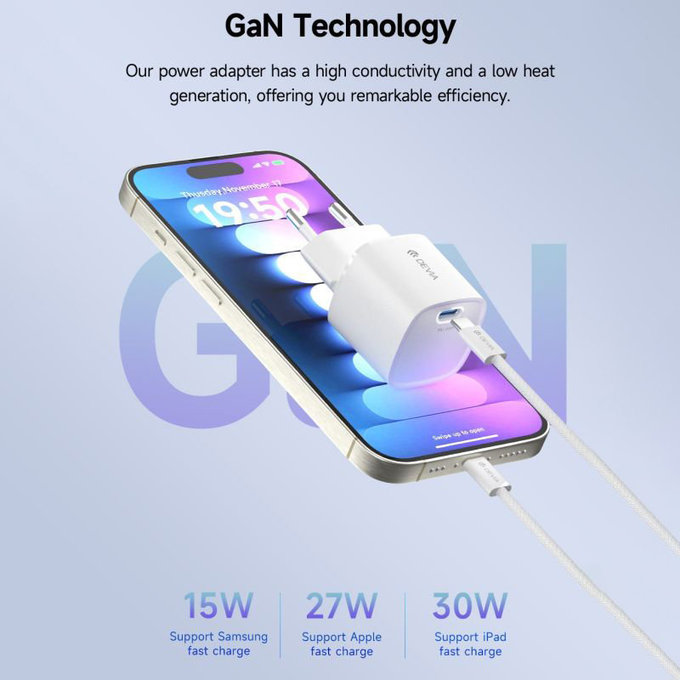 Nabíjací adaptér Mini USB-C, PD 30W, biela, Devia