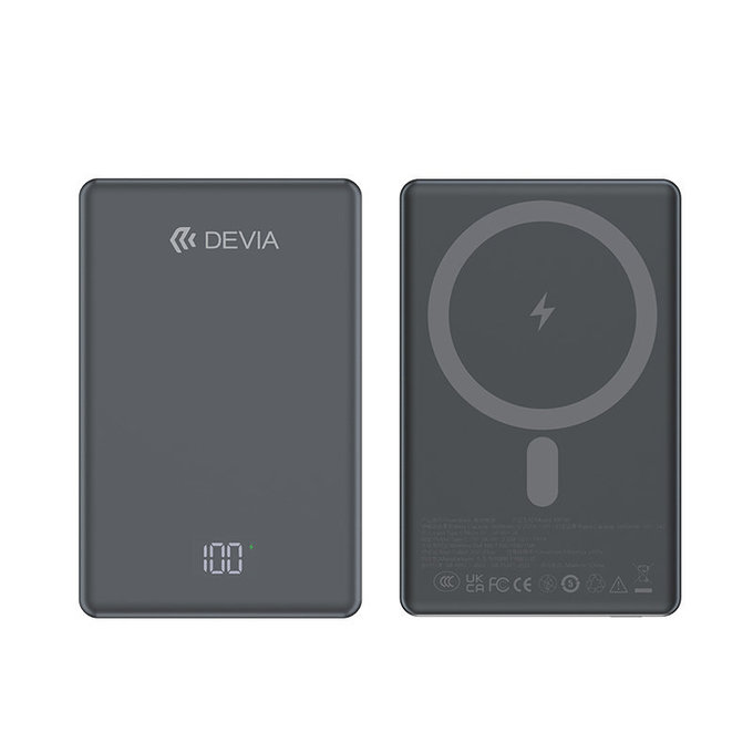 MagSafe PowerBank Extreme Speed Mini s displejom, PD 20W, 5000mAh, Space Grey, Devia