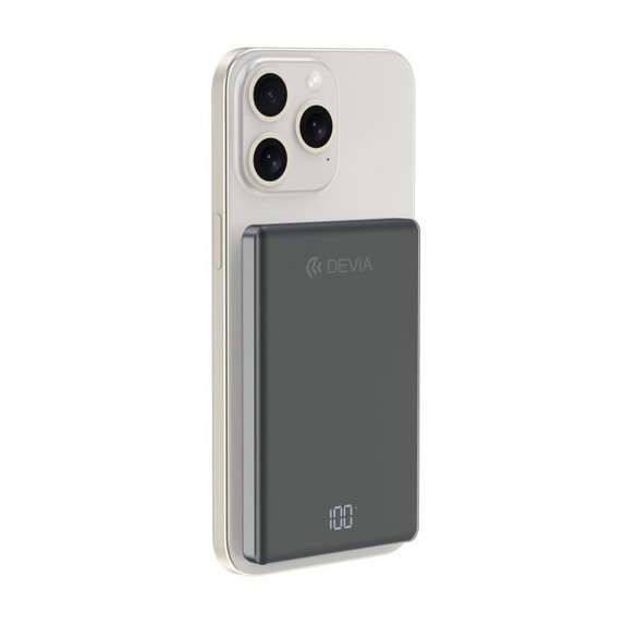 MagSafe PowerBank Extreme Speed Mini s displejom, PD 20W, 5000mAh, Space Grey, Devia