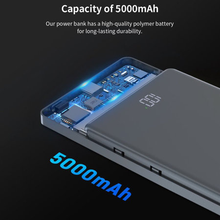 MagSafe PowerBank Extreme Speed Mini s displejom, PD 20W, 5000mAh, Space Grey, Devia