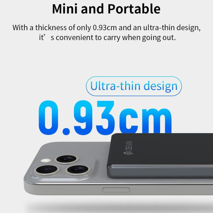 MagSafe PowerBank Extreme Speed Mini s displejom, PD 20W, 5000mAh, Space Grey, Devia