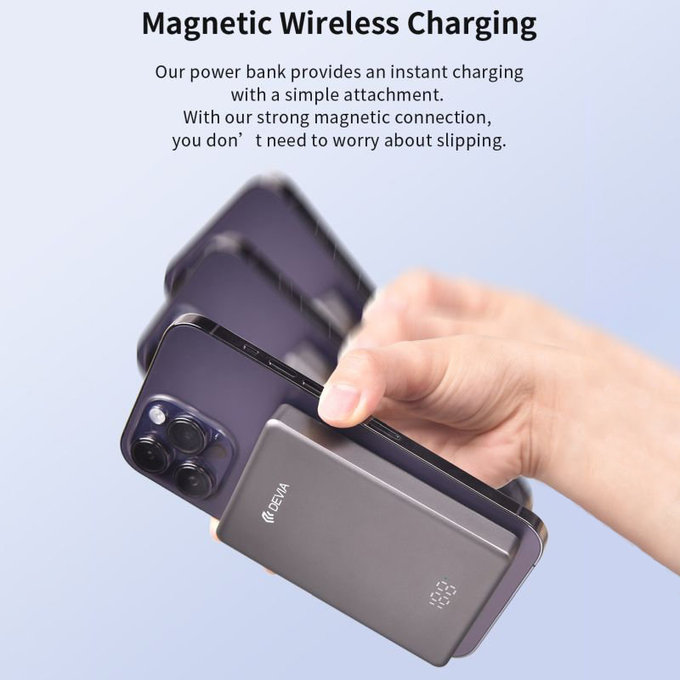 MagSafe PowerBank Extreme Speed Mini s displejom, PD 20W, 10000mAh, Space Grey, Devia