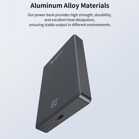 MagSafe PowerBank Extreme Speed Mini s displejom, PD 20W, 10000mAh, Space Grey, Devia