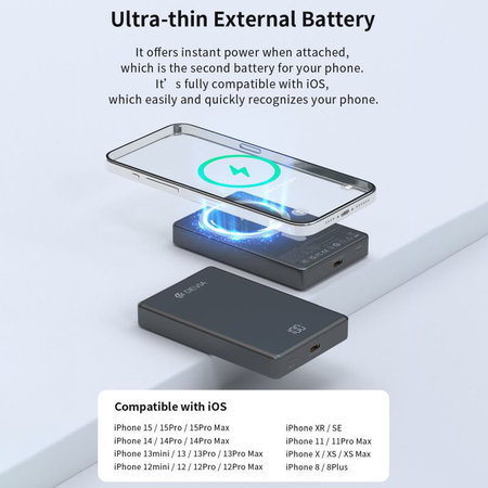 MagSafe PowerBank Extreme Speed Mini s displejom, PD 20W, 10000mAh, Space Grey, Devia