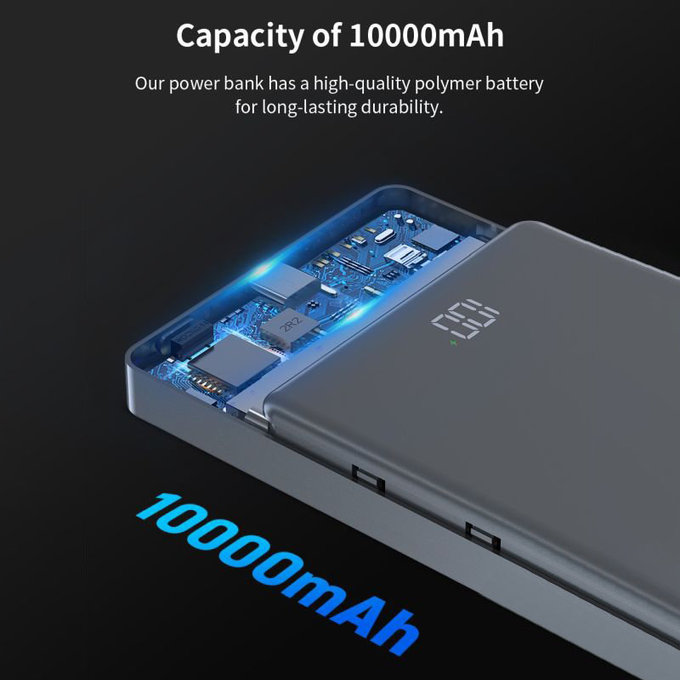 MagSafe PowerBank Extreme Speed Mini s displejom, PD 20W, 10000mAh, Space Grey, Devia