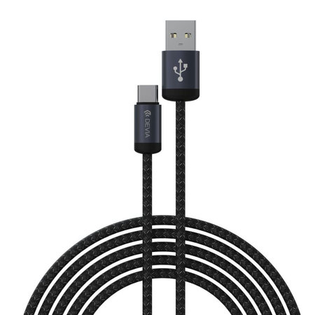USB / USB-C kábel Gracious, 2.1A, 2m, čierna, Devia