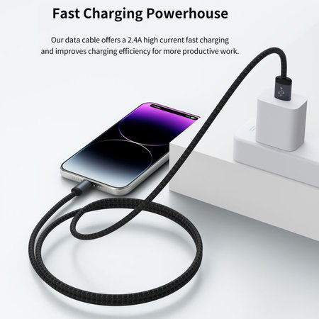 Lightning / USB kábel Gracious, 2,4A, 2m, čierna, Devia