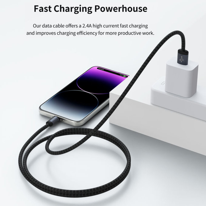 Lightning / USB kábel Gracious, 2,4A, 2m, čierna, Devia