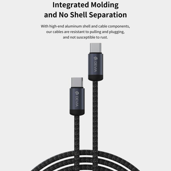 USB-C / USB-C kábel Gracious, PD 60W, 2m, čierna, Devia