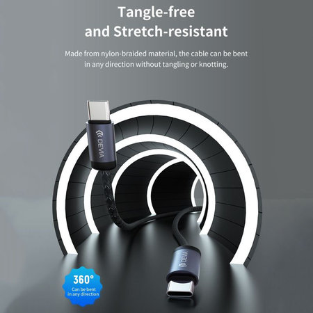 USB-C / USB-C kábel Gracious, PD 60W, 2m, čierna, Devia