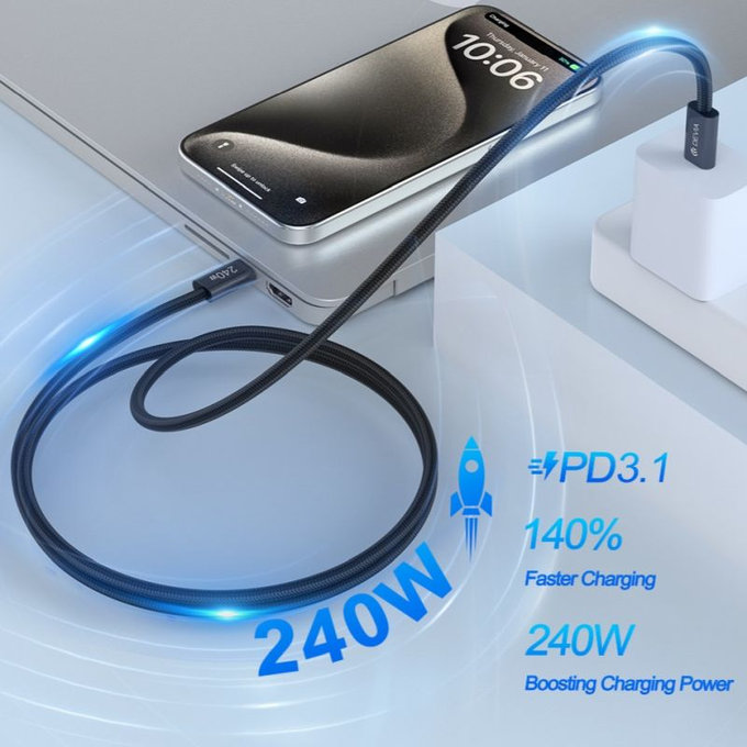 USB-C / USB-C kábel Extreme Speed, PD 240W, 2m, čierna, Devia