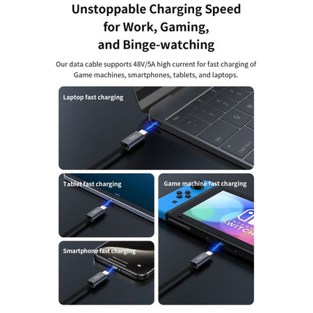 USB-C / USB-C kábel Extreme Speed, PD 240W, 2m, čierna, Devia