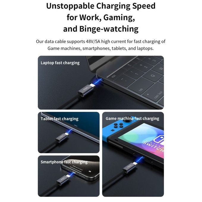 USB-C / USB-C kábel Extreme Speed, PD 240W, 2m, čierna, Devia